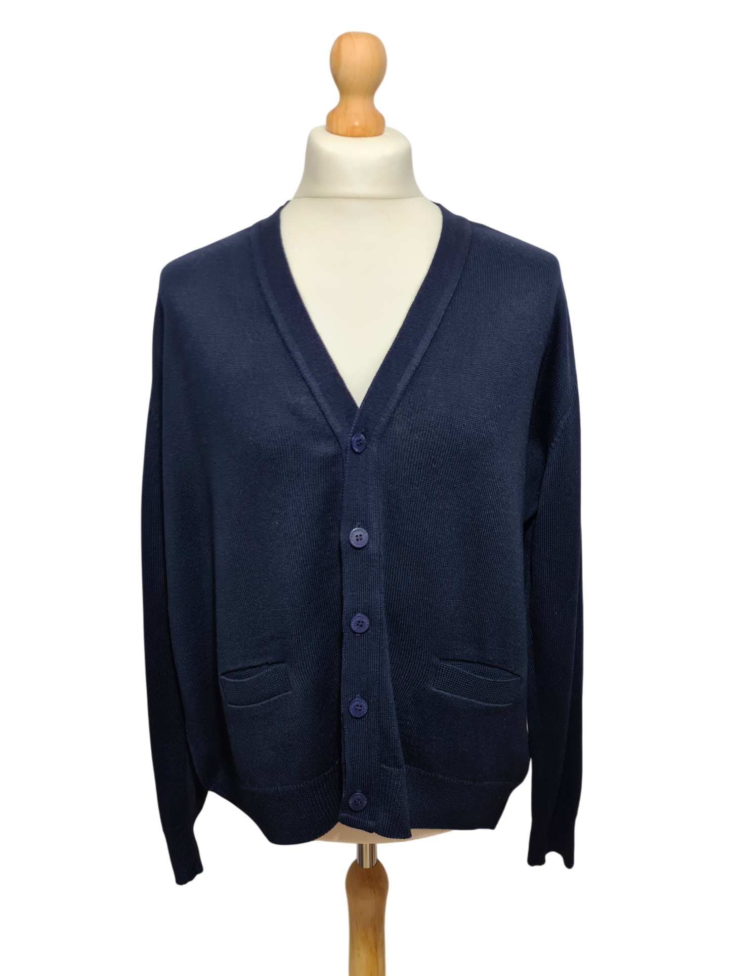 Gilet cardigan homme vintage en laine et acrylique bleu marine EMMAUS