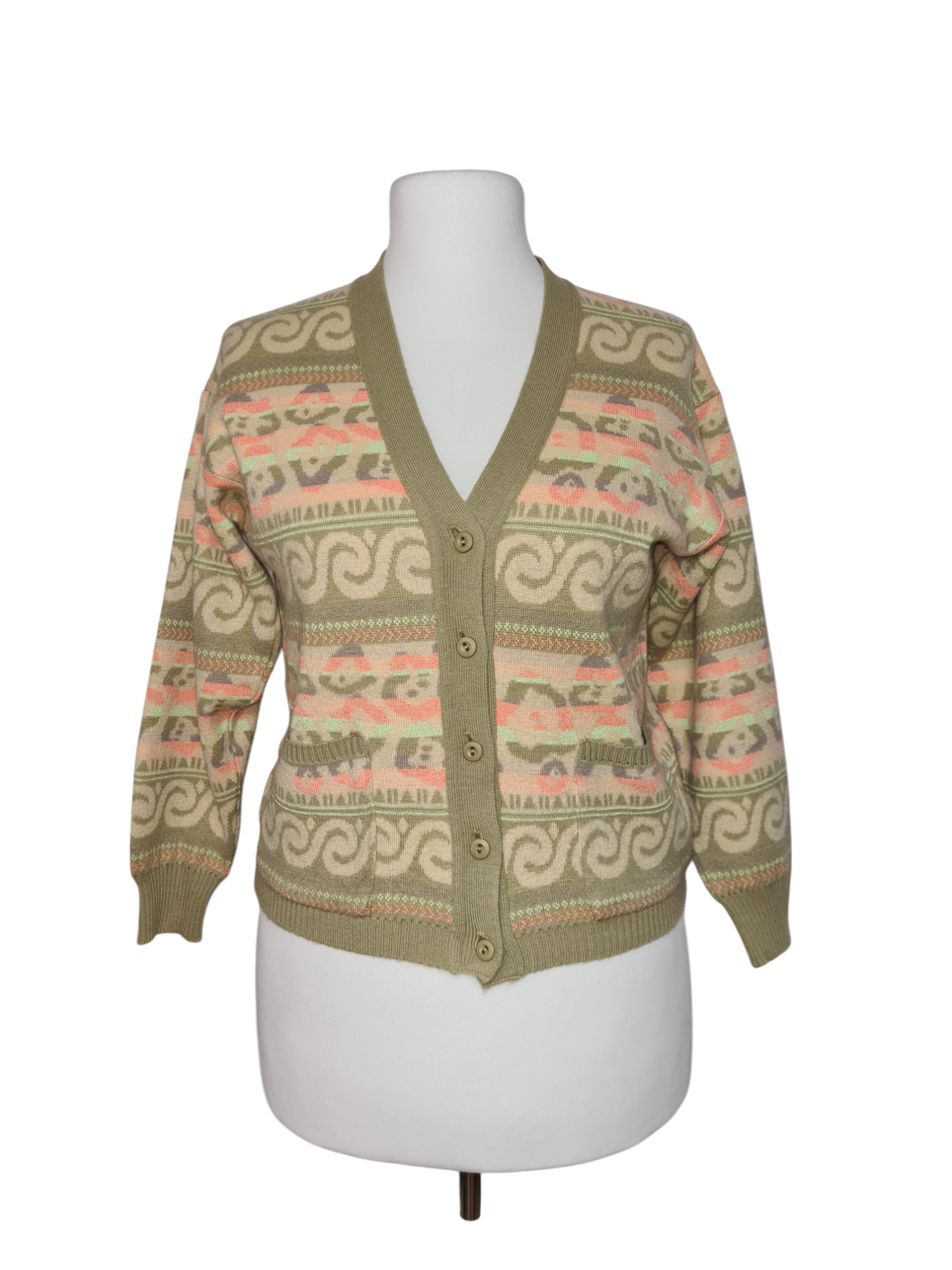 Cardigan femme vintage vert pastel des années 80/90 Fripe avenue