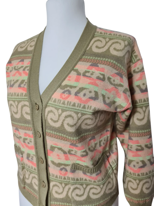 Cardigan femme vintage vert pastel des années 80/90 Fripe avenue