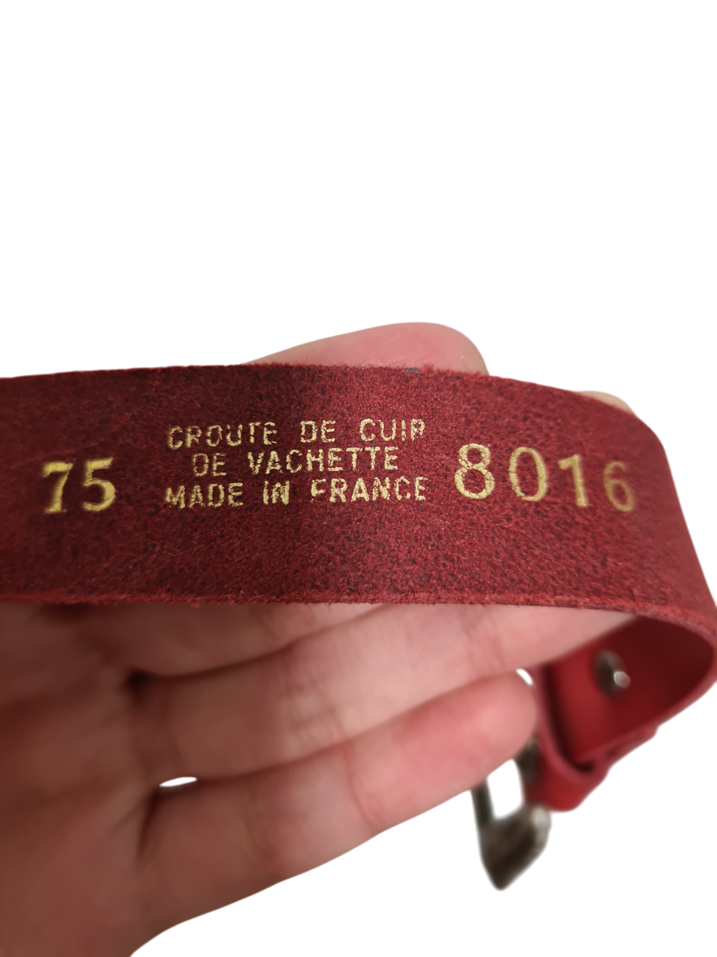 Ceinture rouge en croûte de cuir style cowboy/western des années 90 - FRIPEO