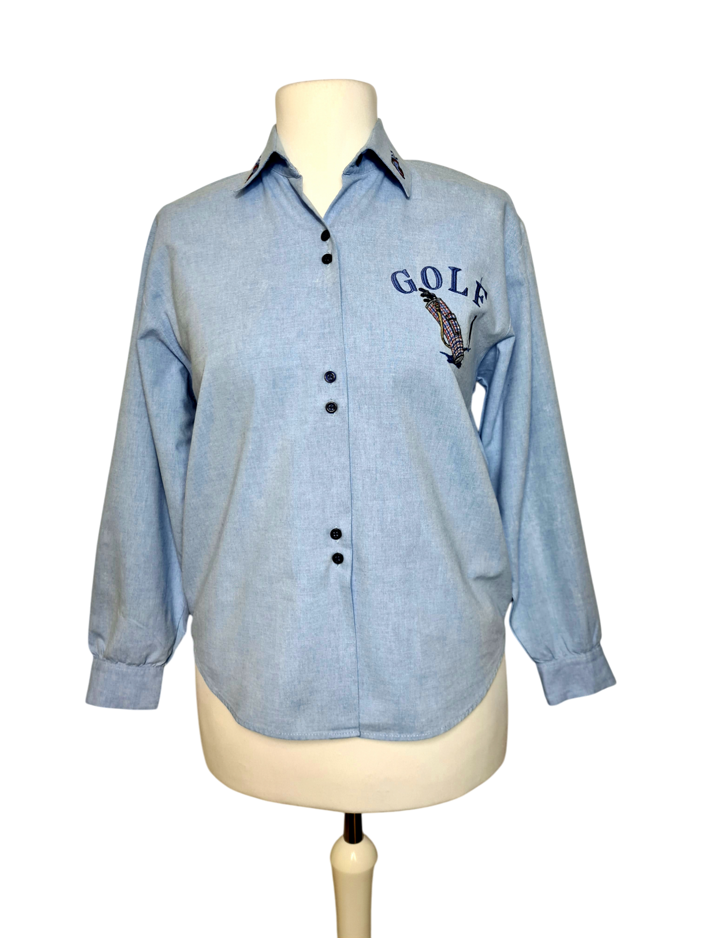Chemise femme vintage bleue clair de golf des années 80/90 EMMAUS