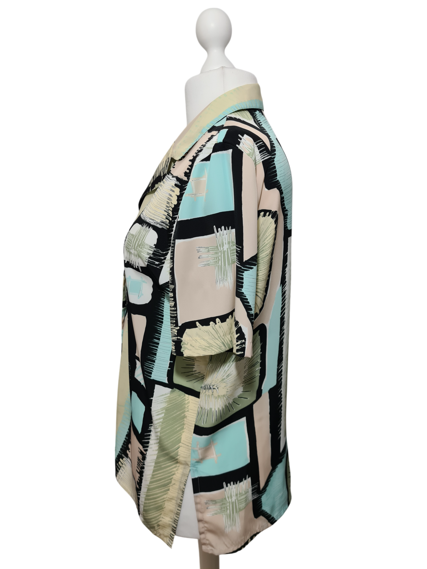 Chemise femme à manches courtes imprimé graphique coloré des années 80-90 EMMAUS