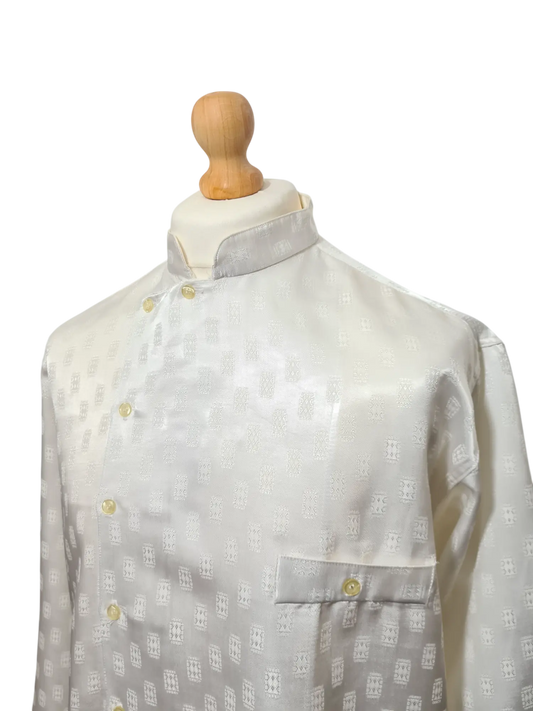 Chemise homme blanche satinée des années 80-90 EMMAUS