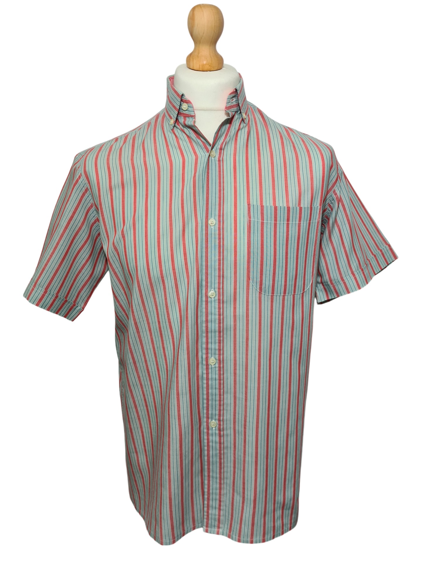 Chemise homme à rayures manches courtes des années 80-90 EMMAUS