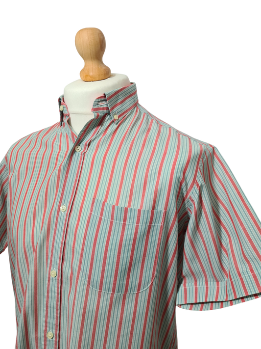 Chemise homme à rayures manches courtes des années 80-90 EMMAUS