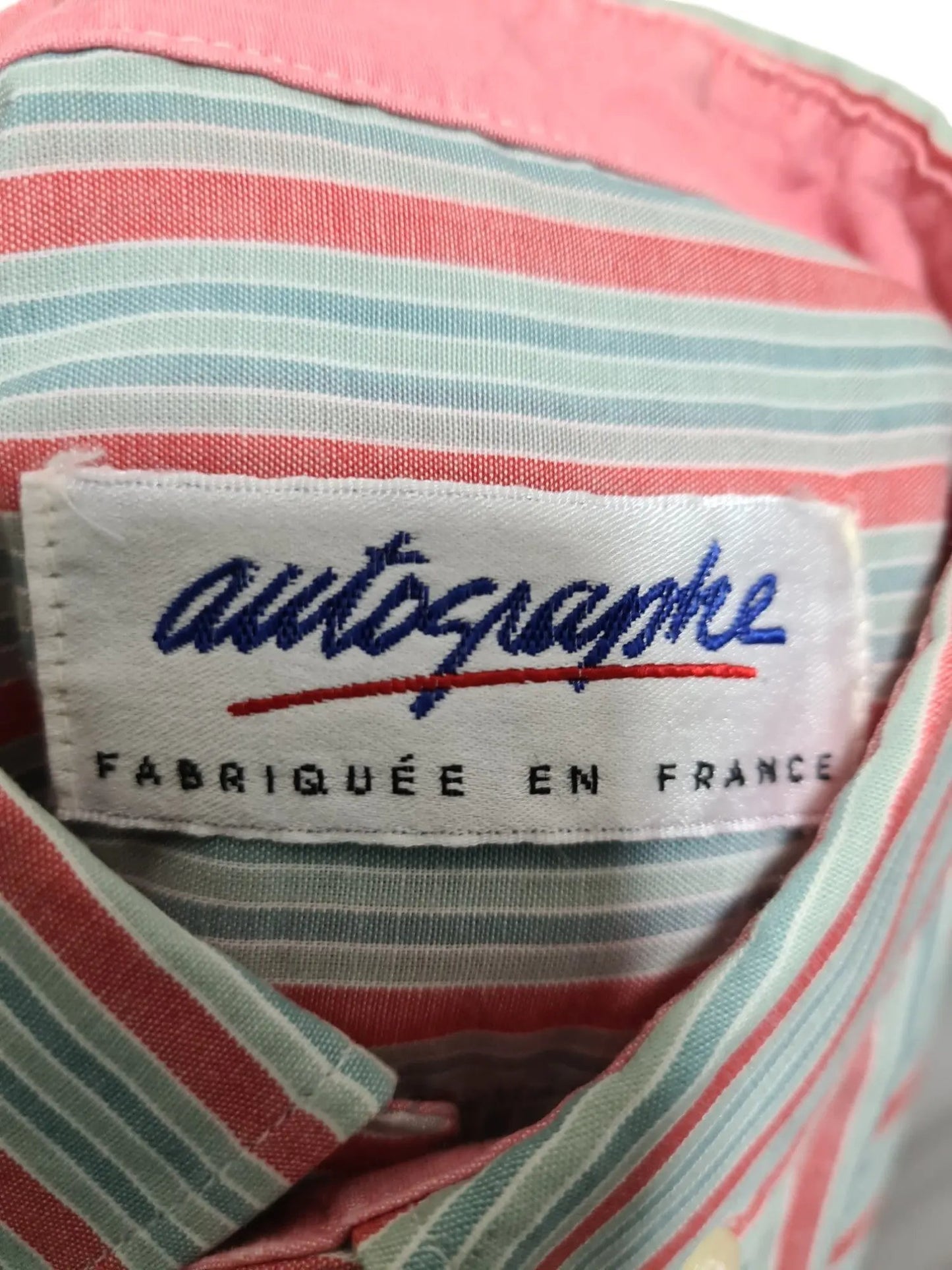 Chemise homme à rayures manches courtes des années 80-90 EMMAUS