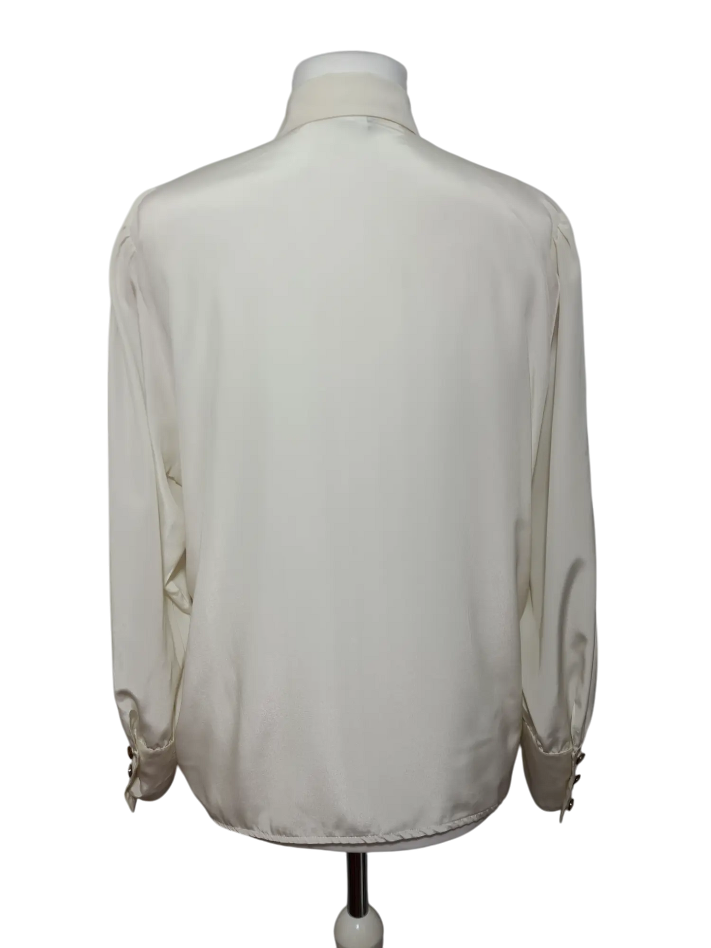 Chemisier femme blanc cassé en dentelle des années 80-90 EMMAUS