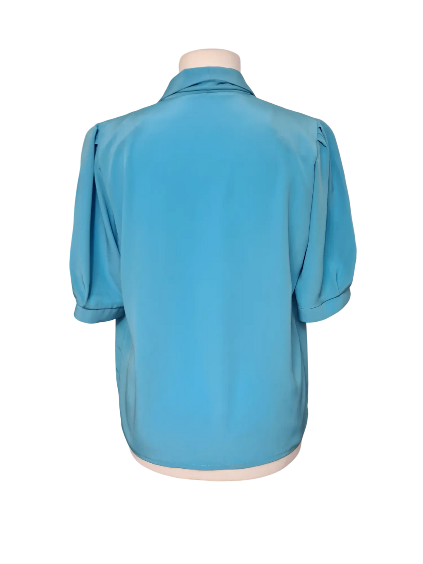 Chemise femme vintage bleue col tailleur des années 80/90 EMMAUS