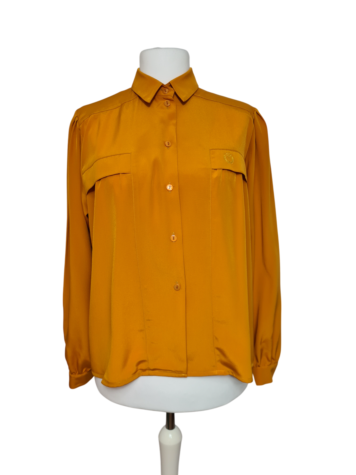 Chemise femme ample couleur moutarde manches bouffantes des années 80/90 EMMAUS