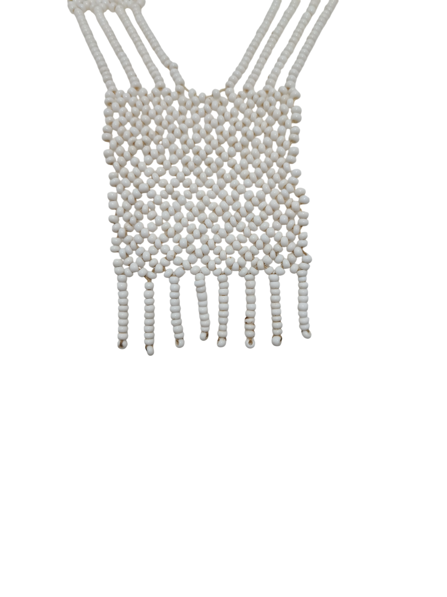 Collier de petites perles blanches style ethnique fait main vintage des années 70/80 My troc