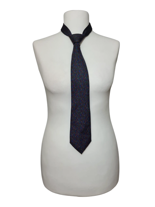 Cravate artisanale vintage en soie à motifs paisley des années 80 EMMAUS