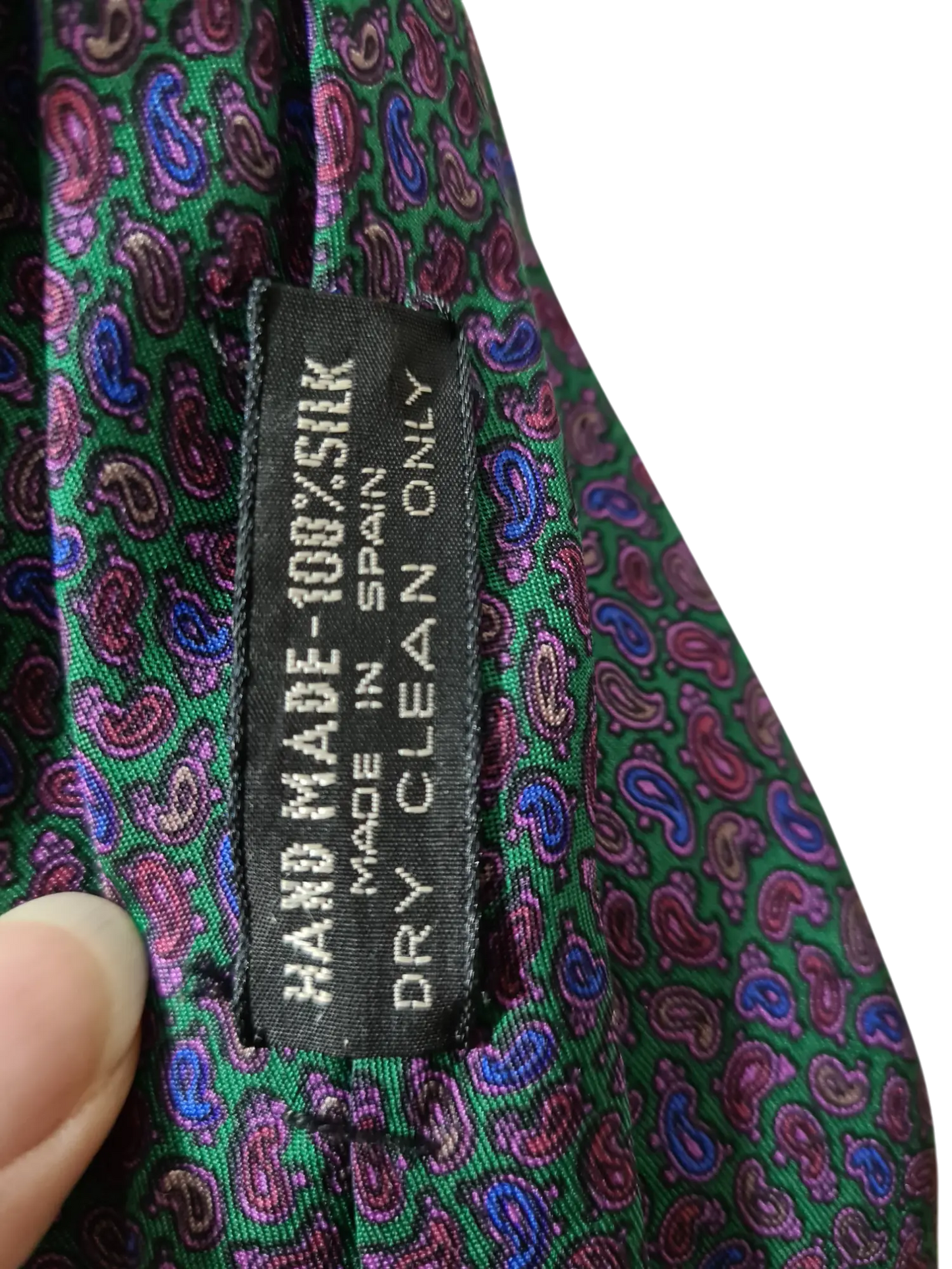 Cravate artisanale vintage en soie à motifs paisley des années 80 EMMAUS
