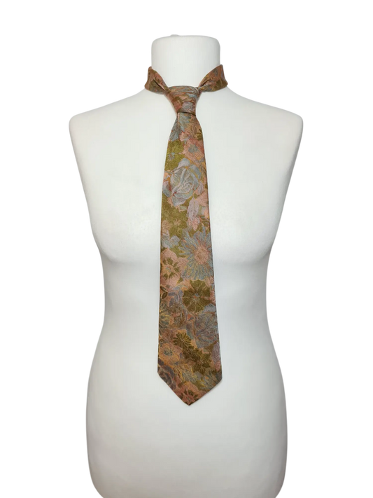 Cravate chic et romantique à motifs fleuris des années 80-90 EMMAUS