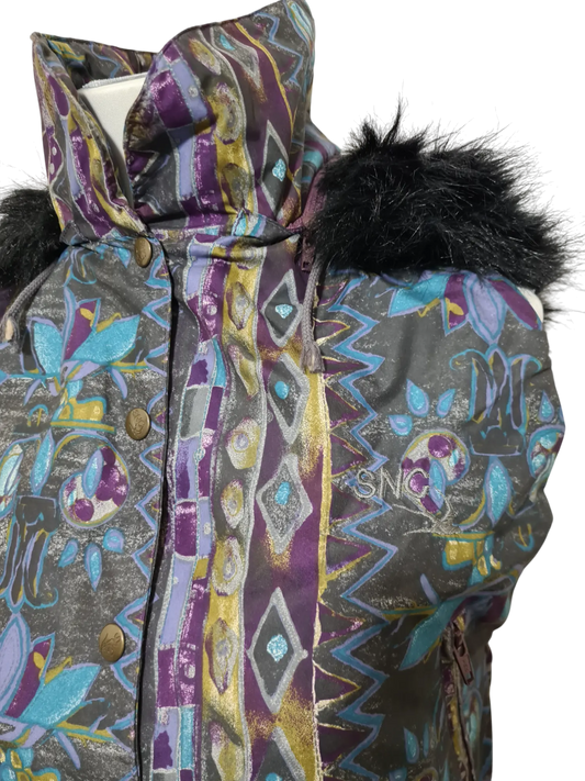 Doudoune sans manches à capuche motifs graphiques des années 80-90 EMMAUS