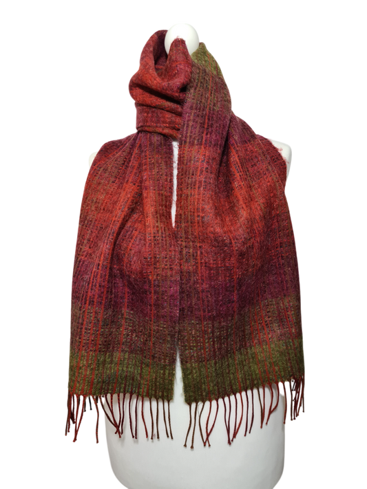 Magnifique écharpe Descours Paris bordeaux et vert des années 80-90 EMMAUS