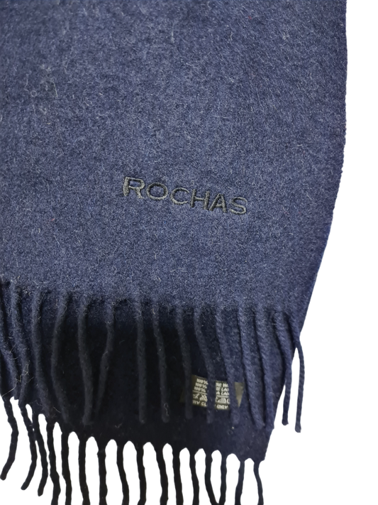 Écharpe bleue marine Rochas en pure laine des années 90-2000 EMMAUS