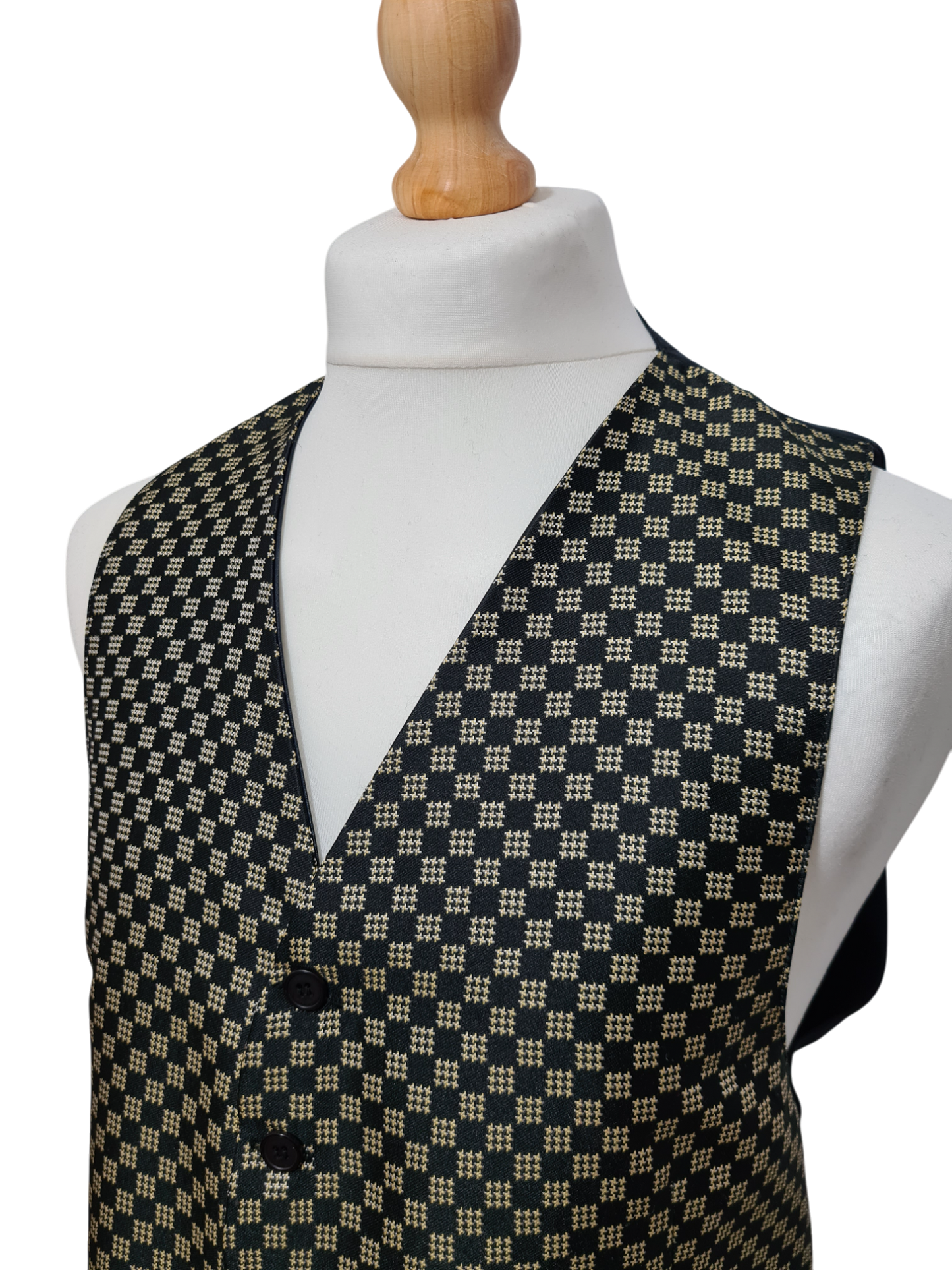 Gilet homme noir à motifs carreaux des années 90-2000 EMMAUS