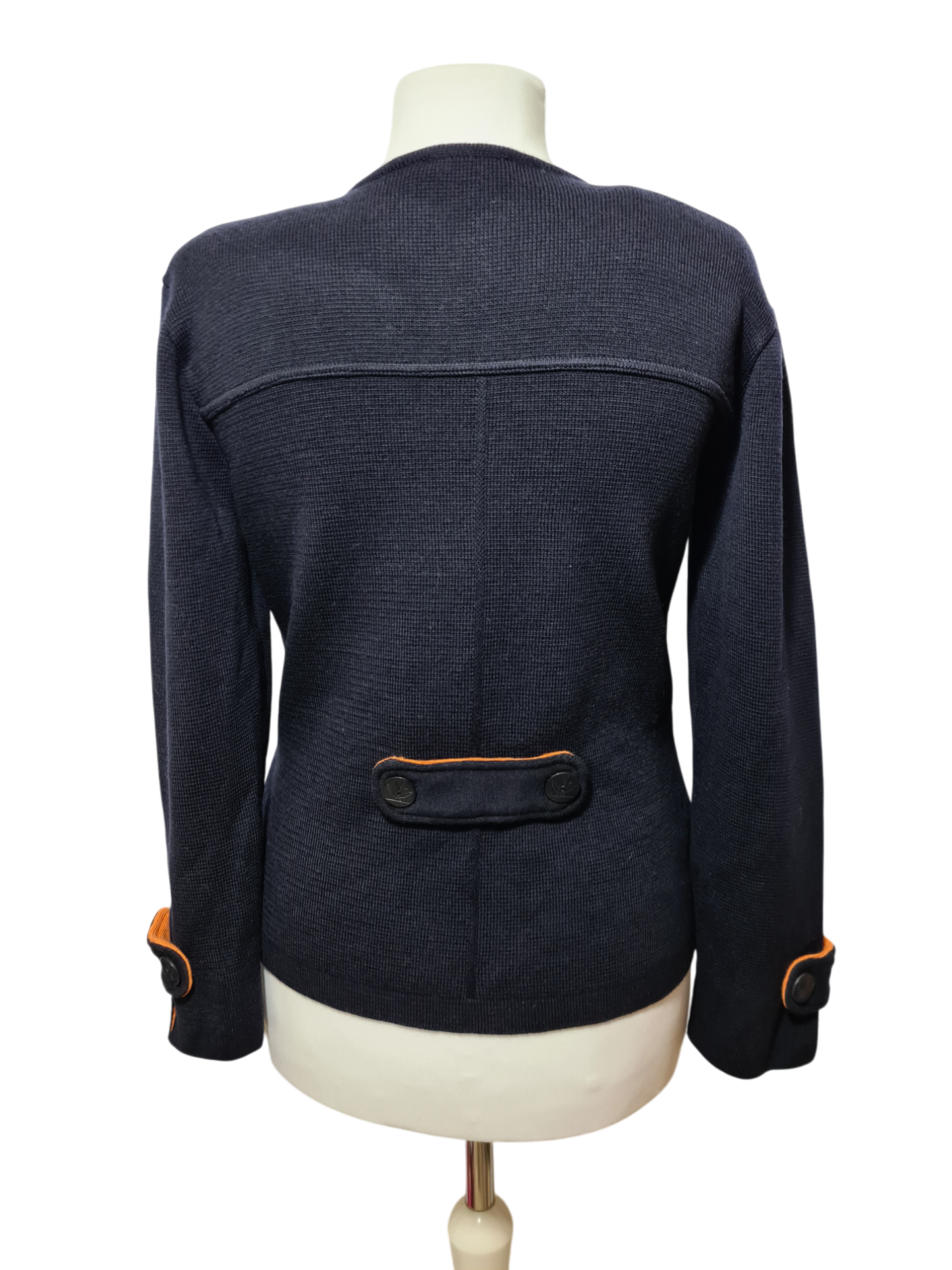 Gilet bleu marine uniforme aéroports de Paris en laine workwear des années 80-90 EMMAUS