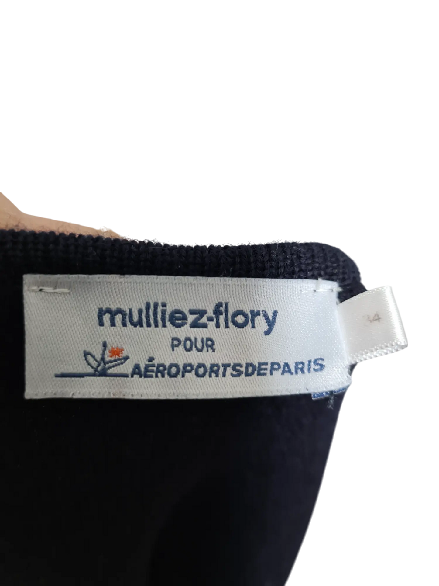 Gilet bleu marine uniforme aéroports de Paris en laine workwear des années 80-90 EMMAUS