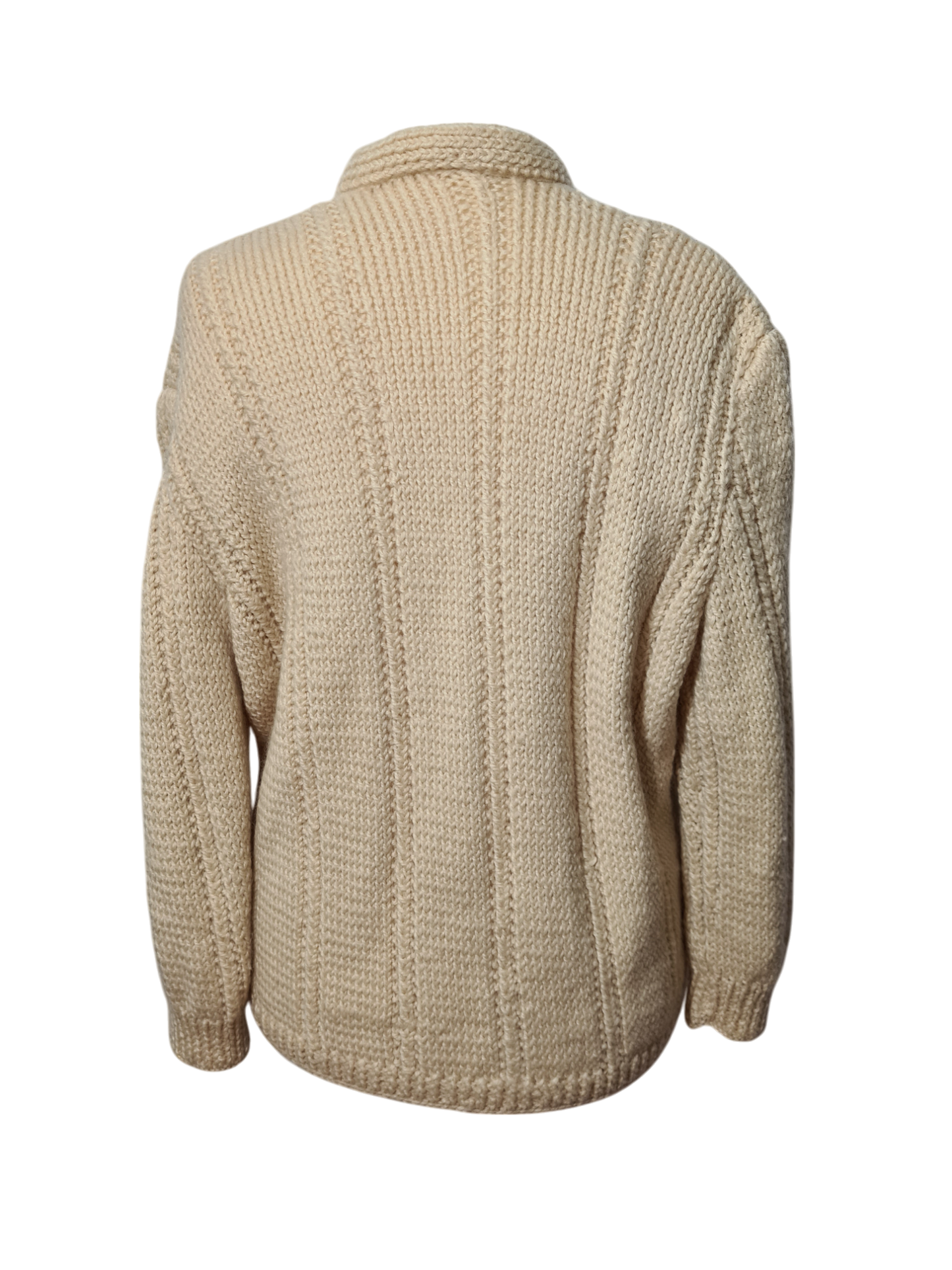 Gilet femme beige en laine fait main des années 70-80 EMMAUS