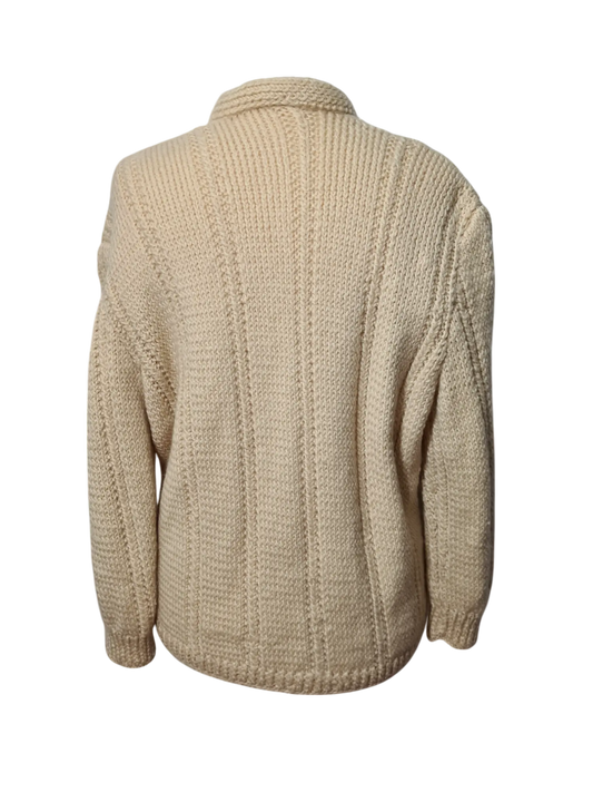 Gilet femme beige en laine fait main des années 70-80 EMMAUS