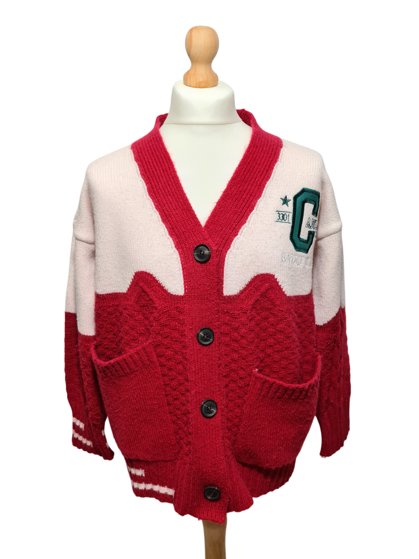 Gilet universitaire California homme vintage en laine brodé Beverly Hills EMMAUS
