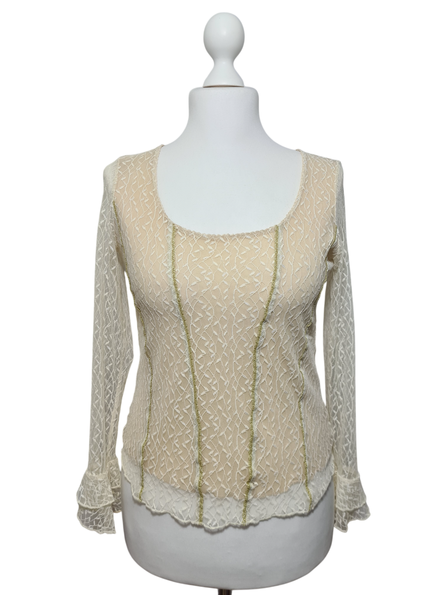 Haut en dentelle blanche Caroll des années 90-2000 EMMAUS
