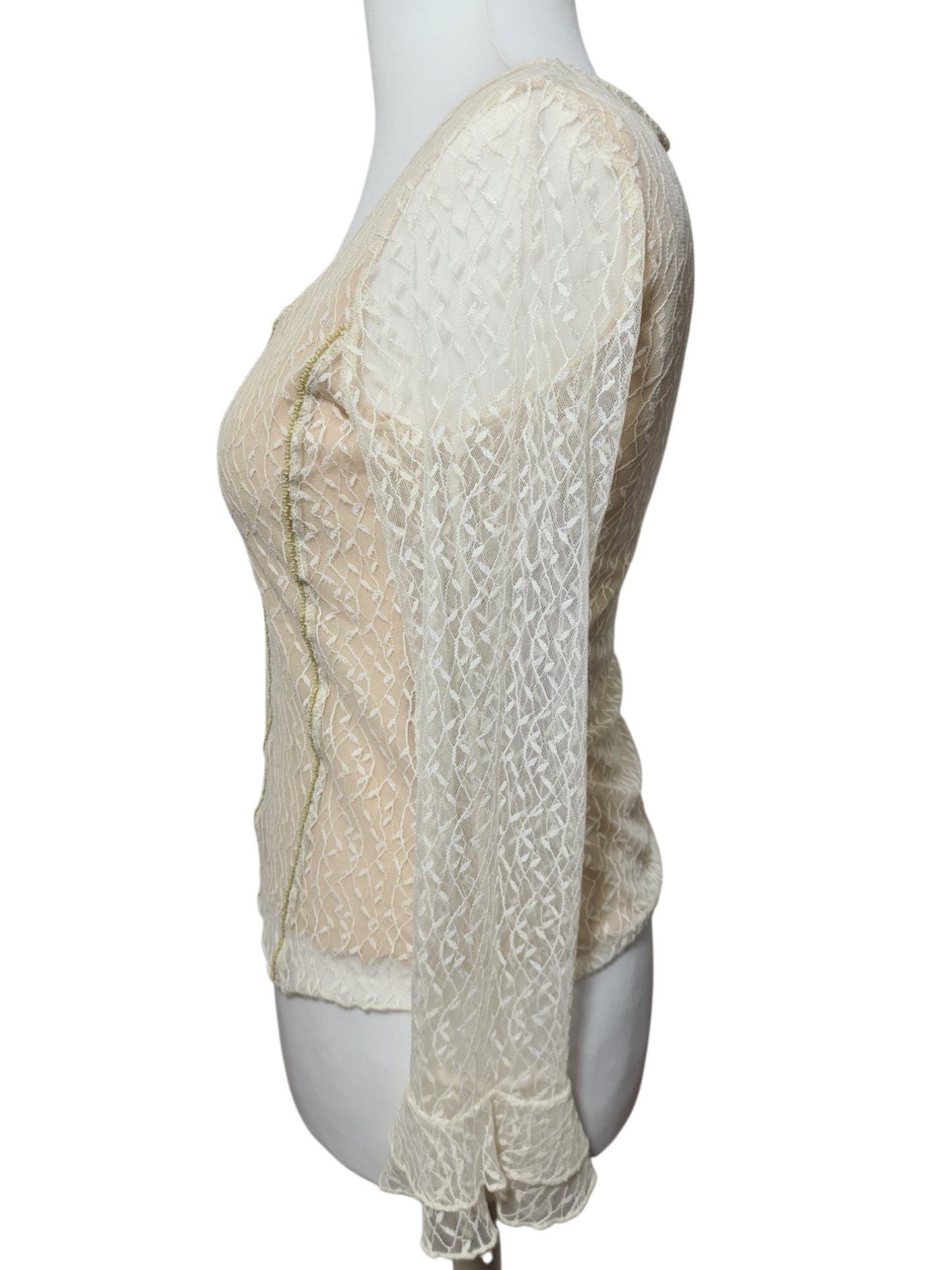 Haut en dentelle blanche Caroll des années 90-2000 EMMAUS