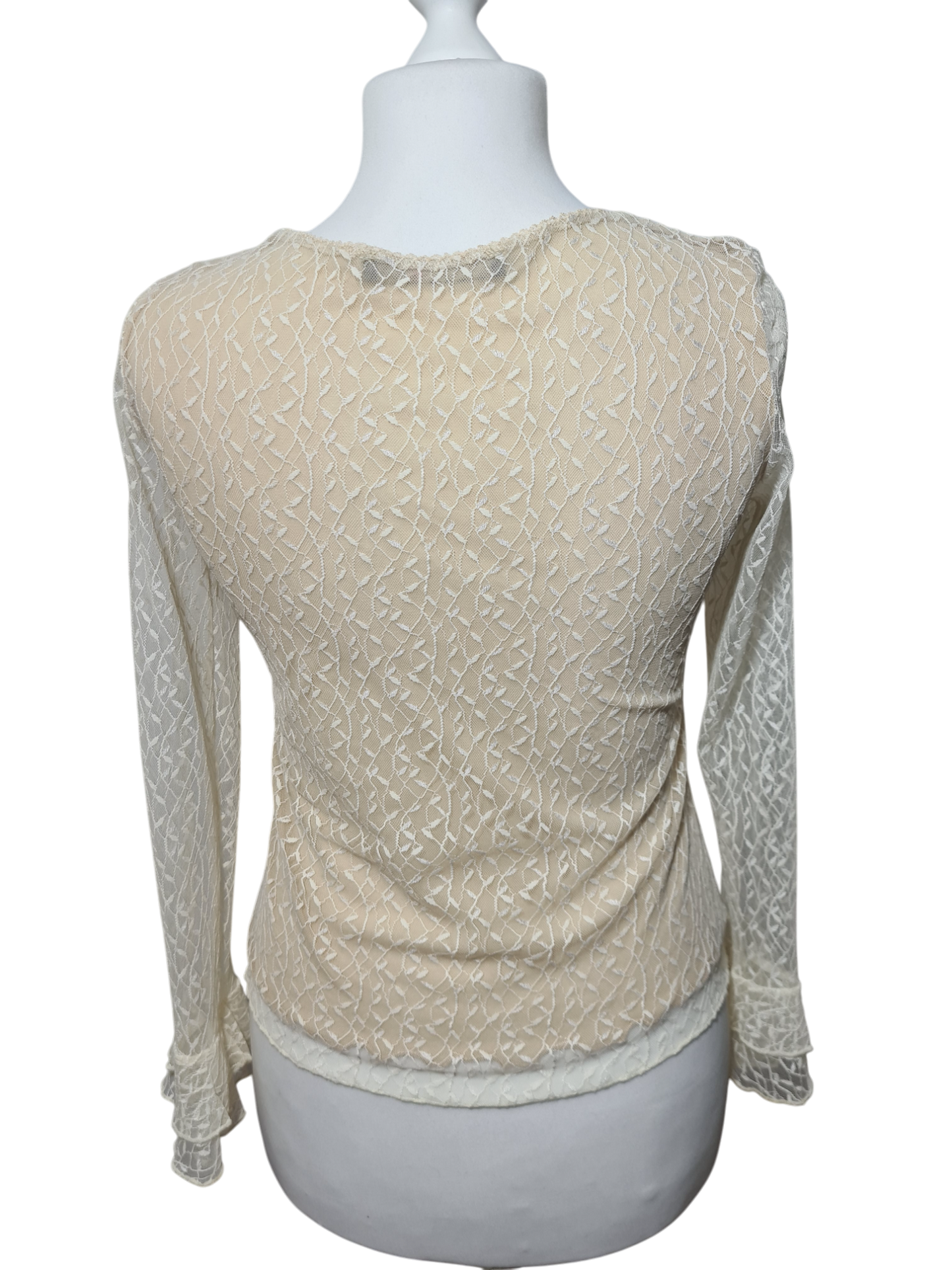 Haut en dentelle blanche Caroll des années 90-2000 EMMAUS