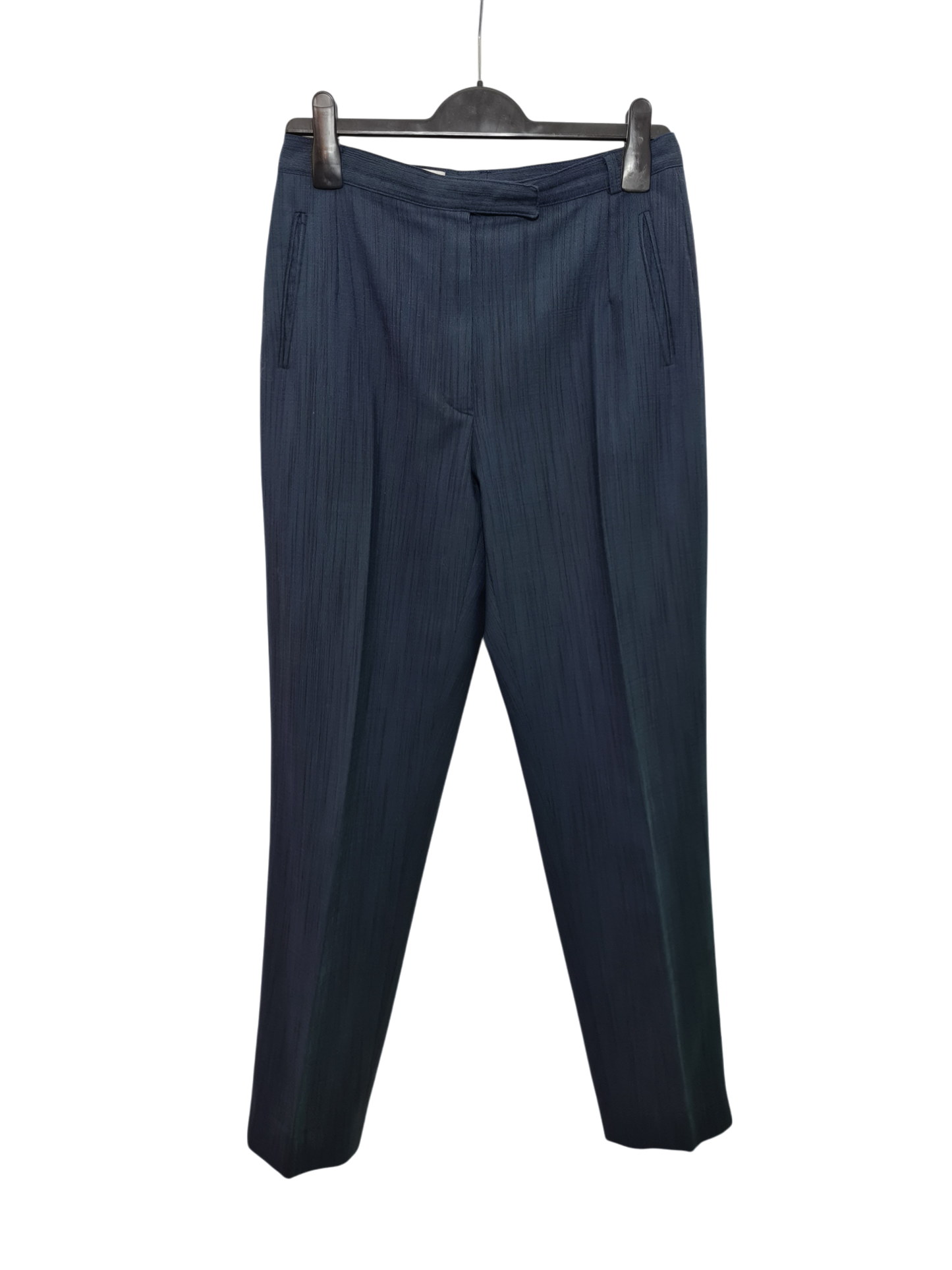 Pantalon à pinces taille haute femme bleu marine Caroll vintage des années 80-90 EMMAUS