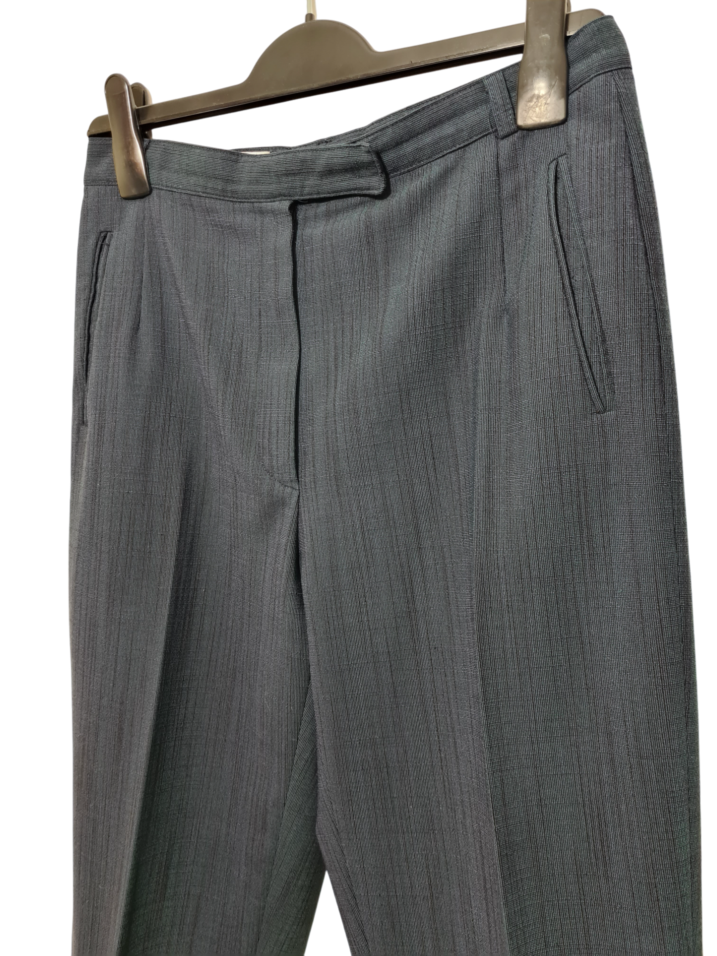 Pantalon à pinces taille haute femme bleu marine Caroll vintage des années 80-90 EMMAUS