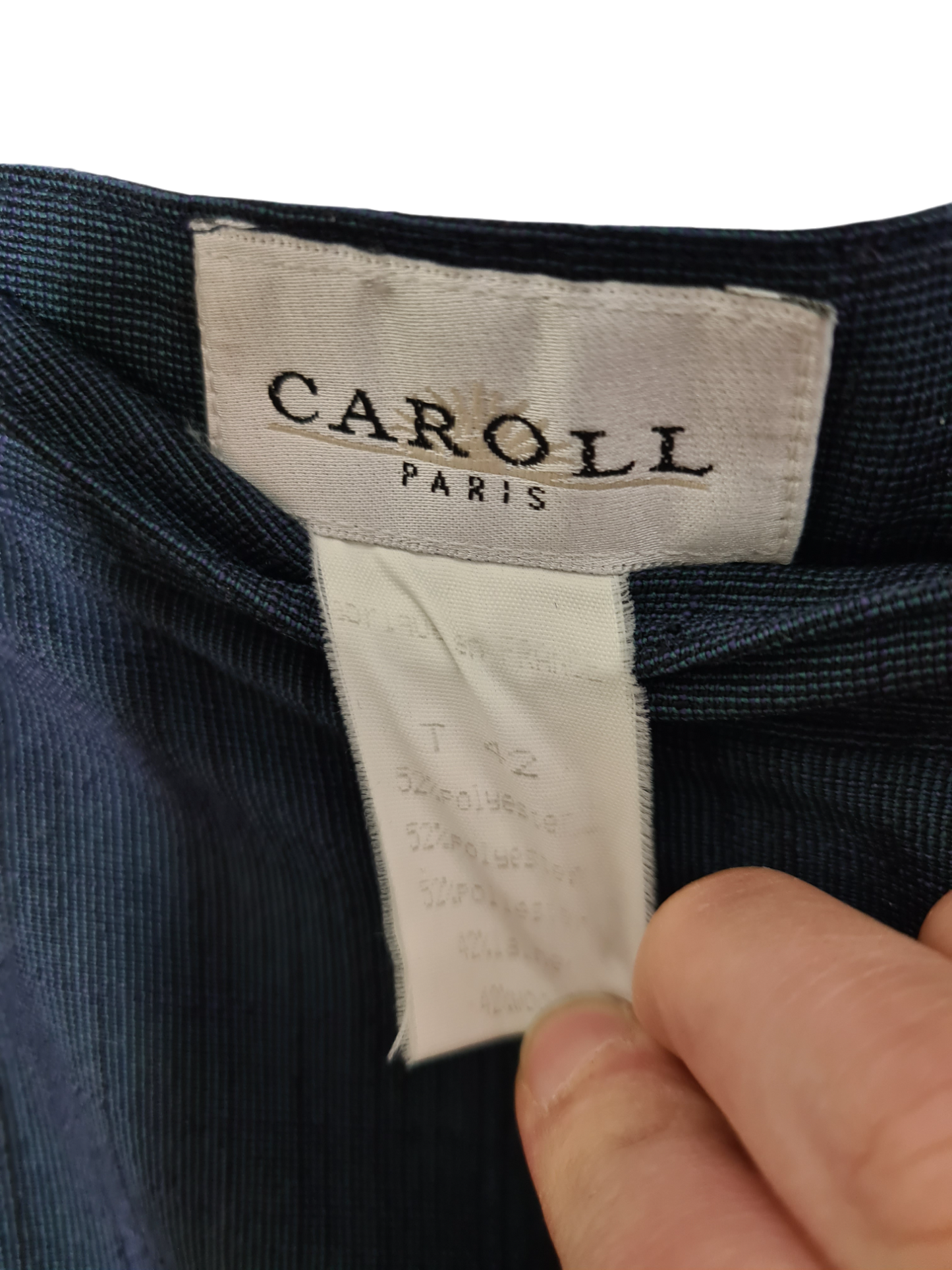 Pantalon à pinces taille haute femme bleu marine Caroll vintage des années 80-90 EMMAUS