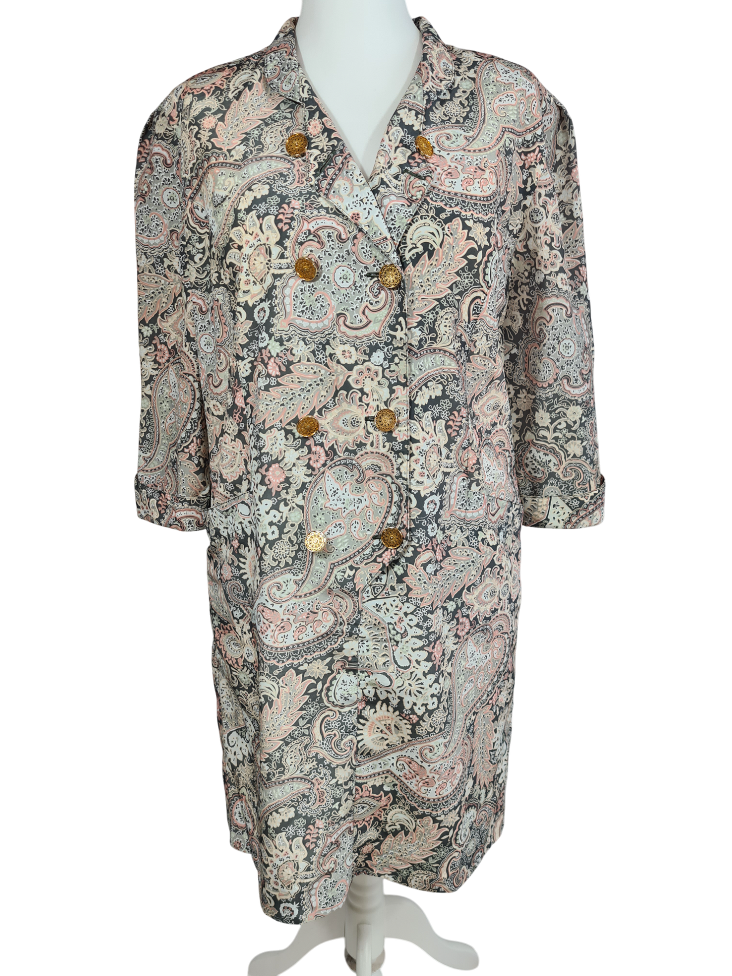Parka femme C&A motifs cachemire avec boutons dorés des années 80-90 Les sales voleurs