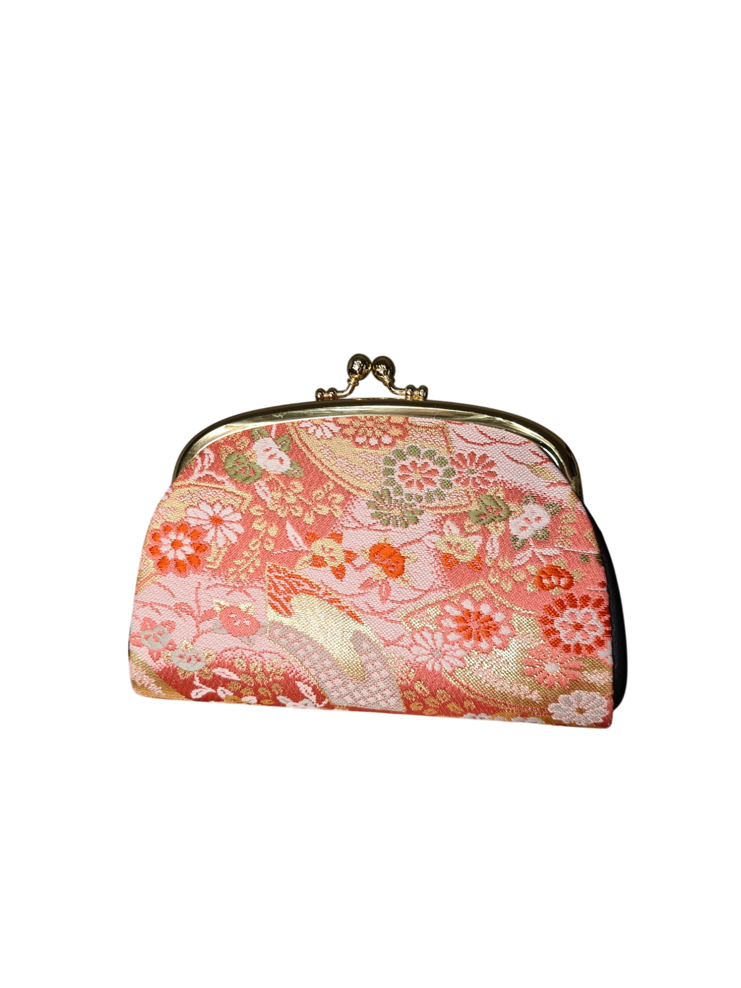 Porte-monnaie femme artisanal tissu brodé style japonisant des années 60 à 80 EMMAUS
