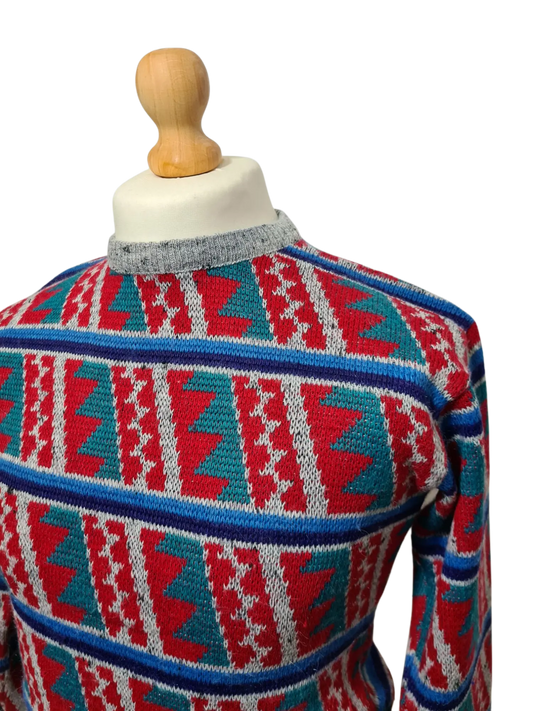 Pull homme motifs graphiques inspiration ski ou sportwear rétro des années 80-90 EMMAUS