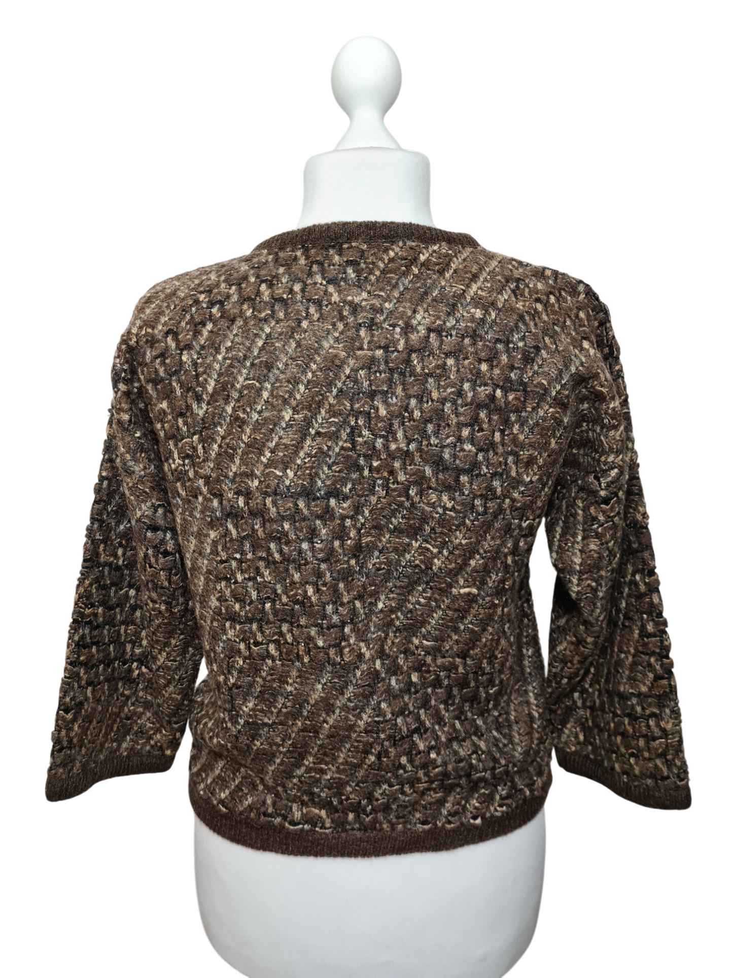 Beau pull chaud marron manches 3/4 des années 80-90 EMMAUS