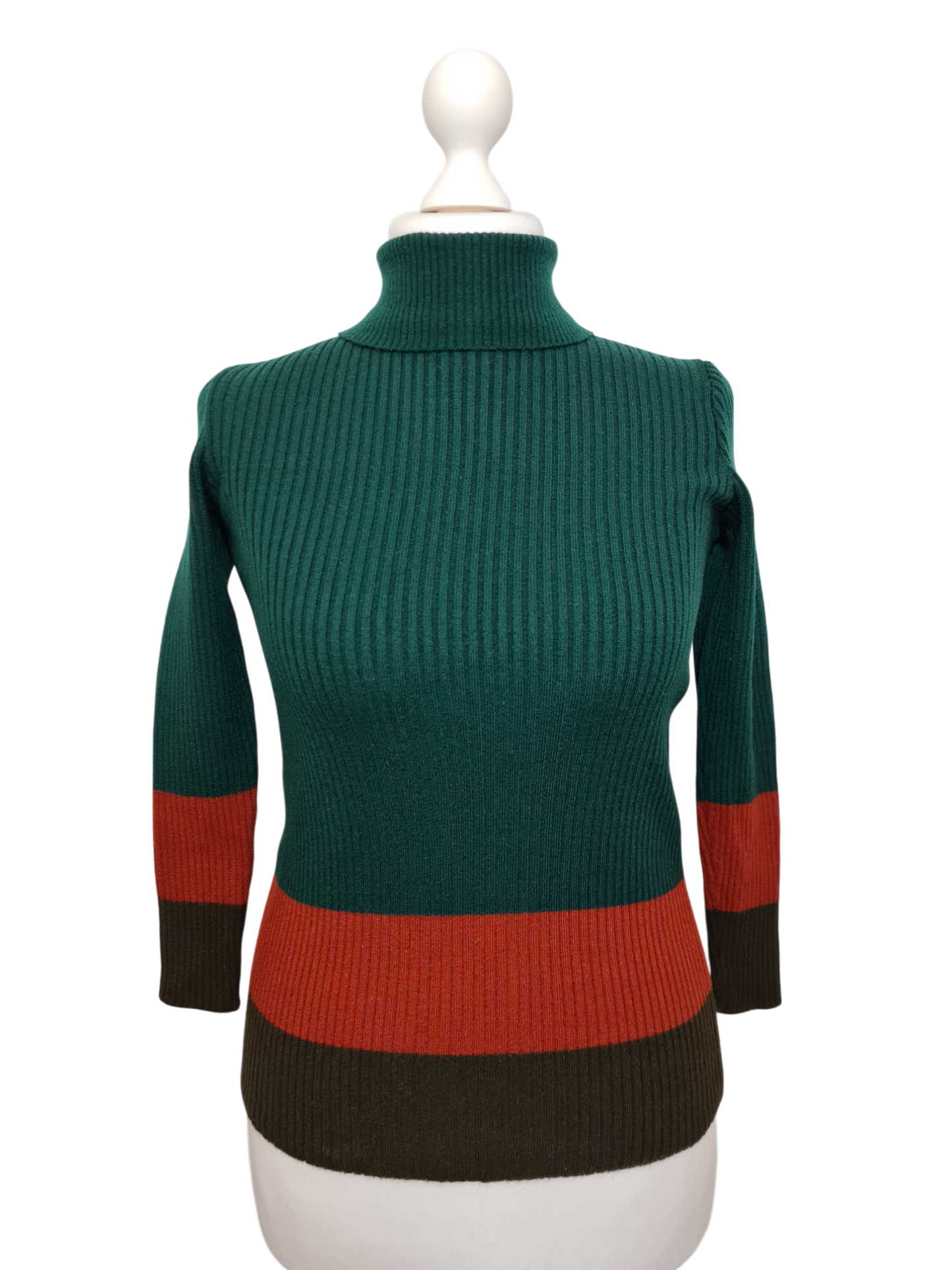 Pull femme en maille resserrée col roulé montant des années 90-2000 EMMAUS