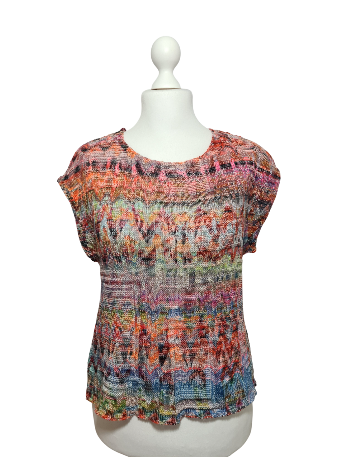 Pull en tricot multicolore effet Missoni-like des années 2000 EMMAUS