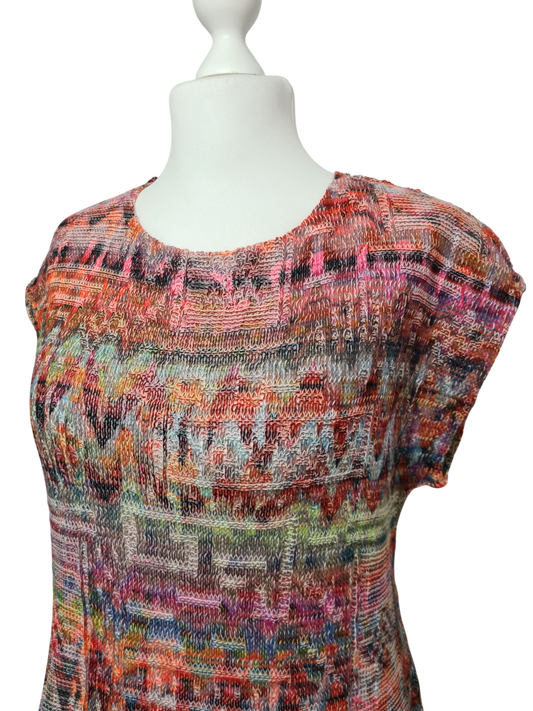 Pull en tricot multicolore effet Missoni-like des années 2000 EMMAUS