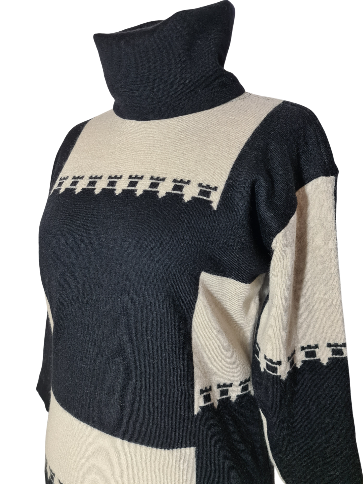 Pull col roulé femme vintage haut de gamme en laine pure des années 80/90 EMMAUS