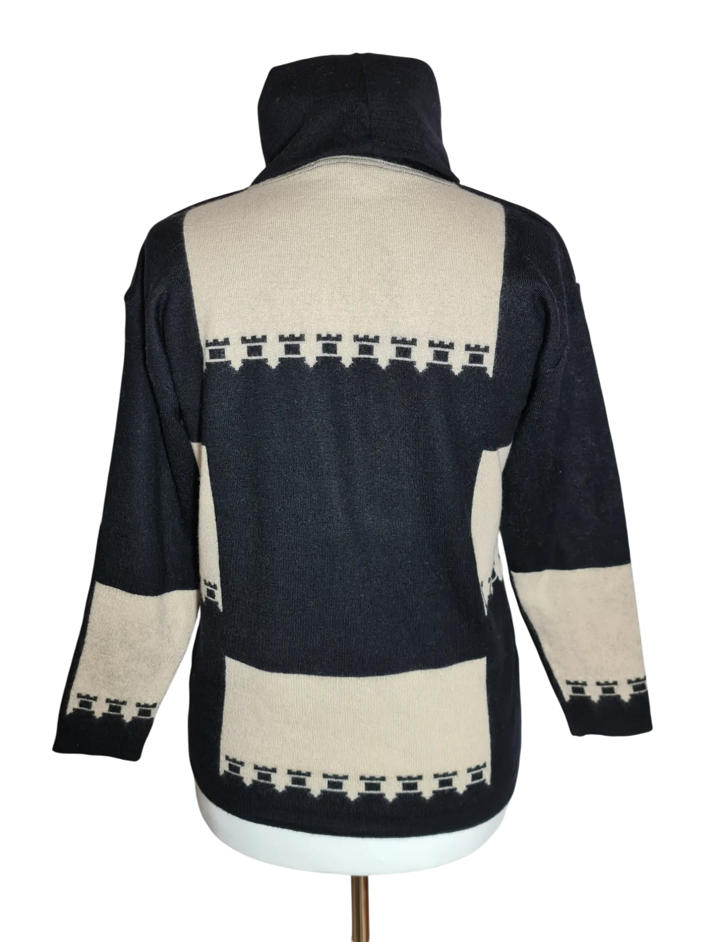 Pull col roulé femme vintage haut de gamme en laine pure des années 80/90 EMMAUS