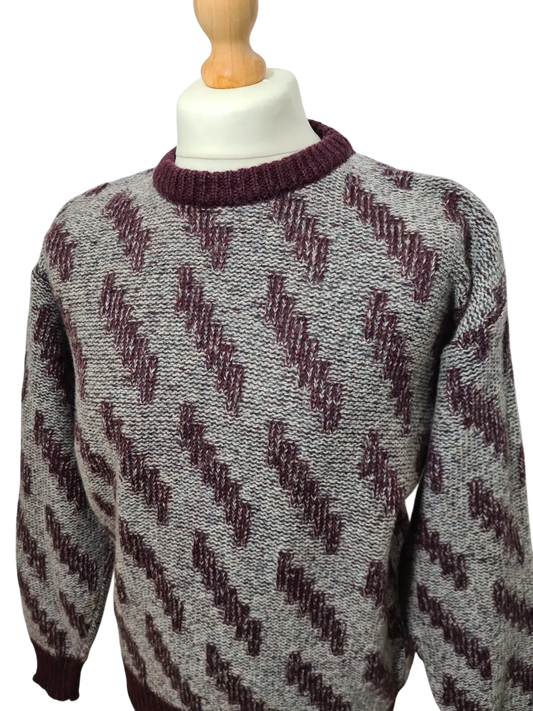 Pull homme artisanal irelandais en laine vierge des années 70-80 EMMAUS