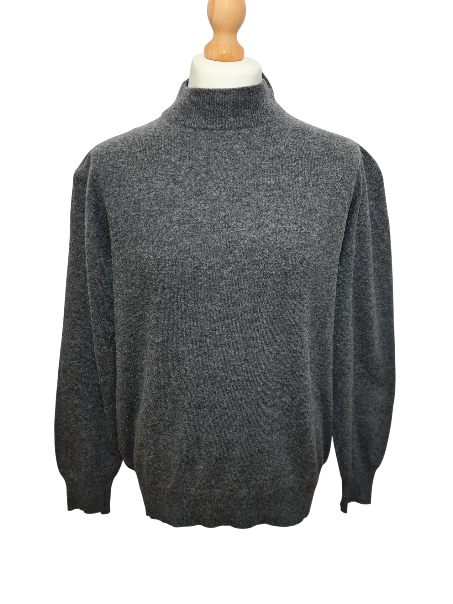 Pull gris col montant en laine d'agneau des années 90-2000 EMMAUS
