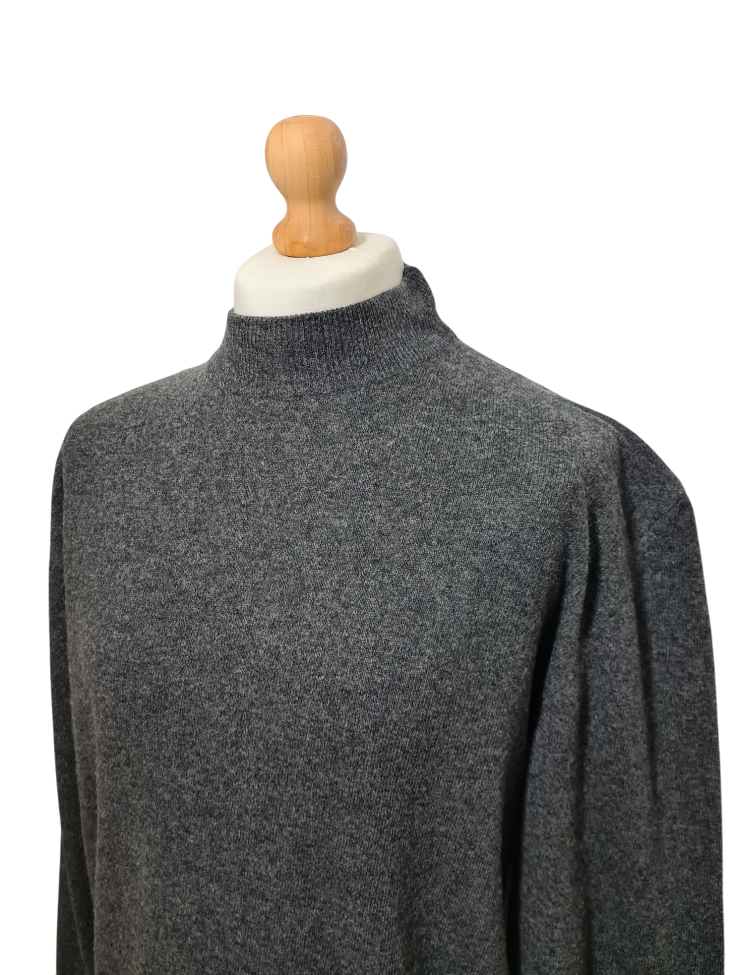 Pull gris col montant en laine d'agneau des années 90-2000 EMMAUS