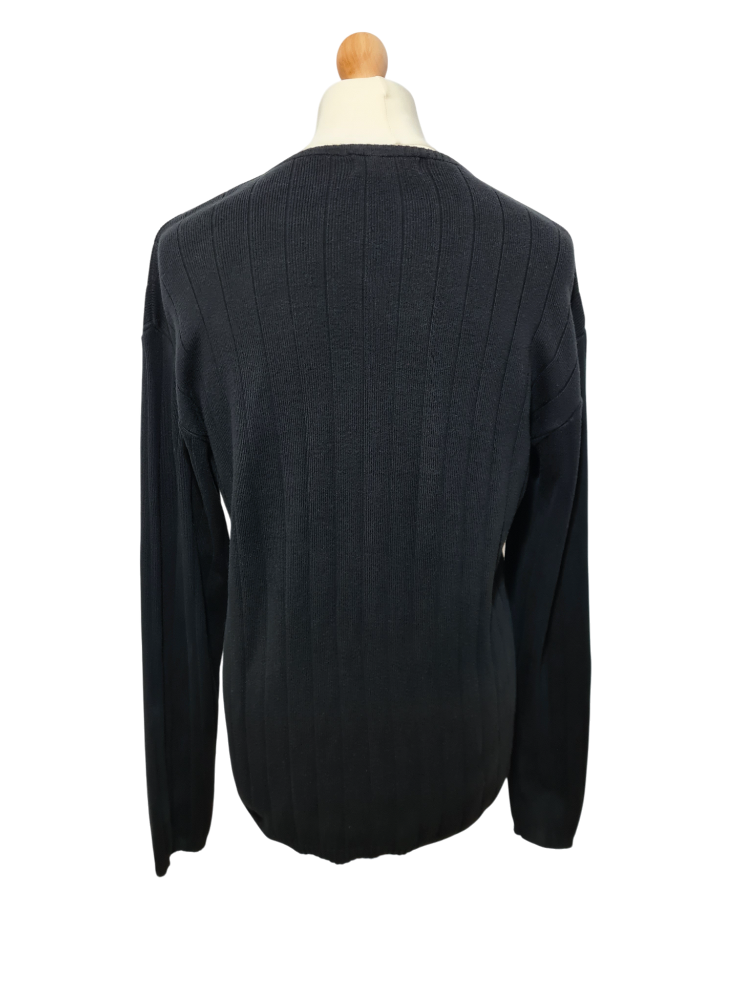 Pull noir Laurent Cerrer col V style épaules tombantes des années 90-2000 EMMAUS