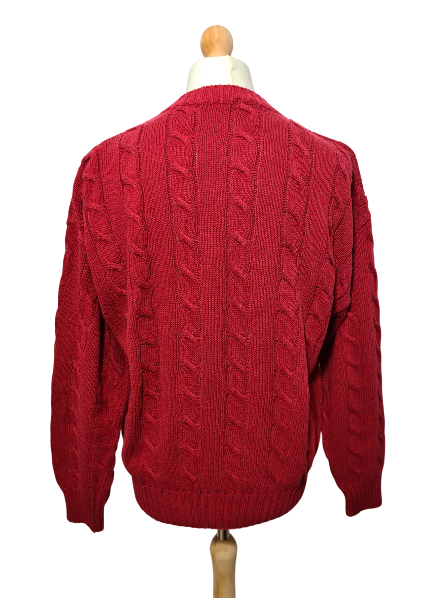 Pull homme torsadé rouge style épaules tombantes des années 90-2000 EMMAUS