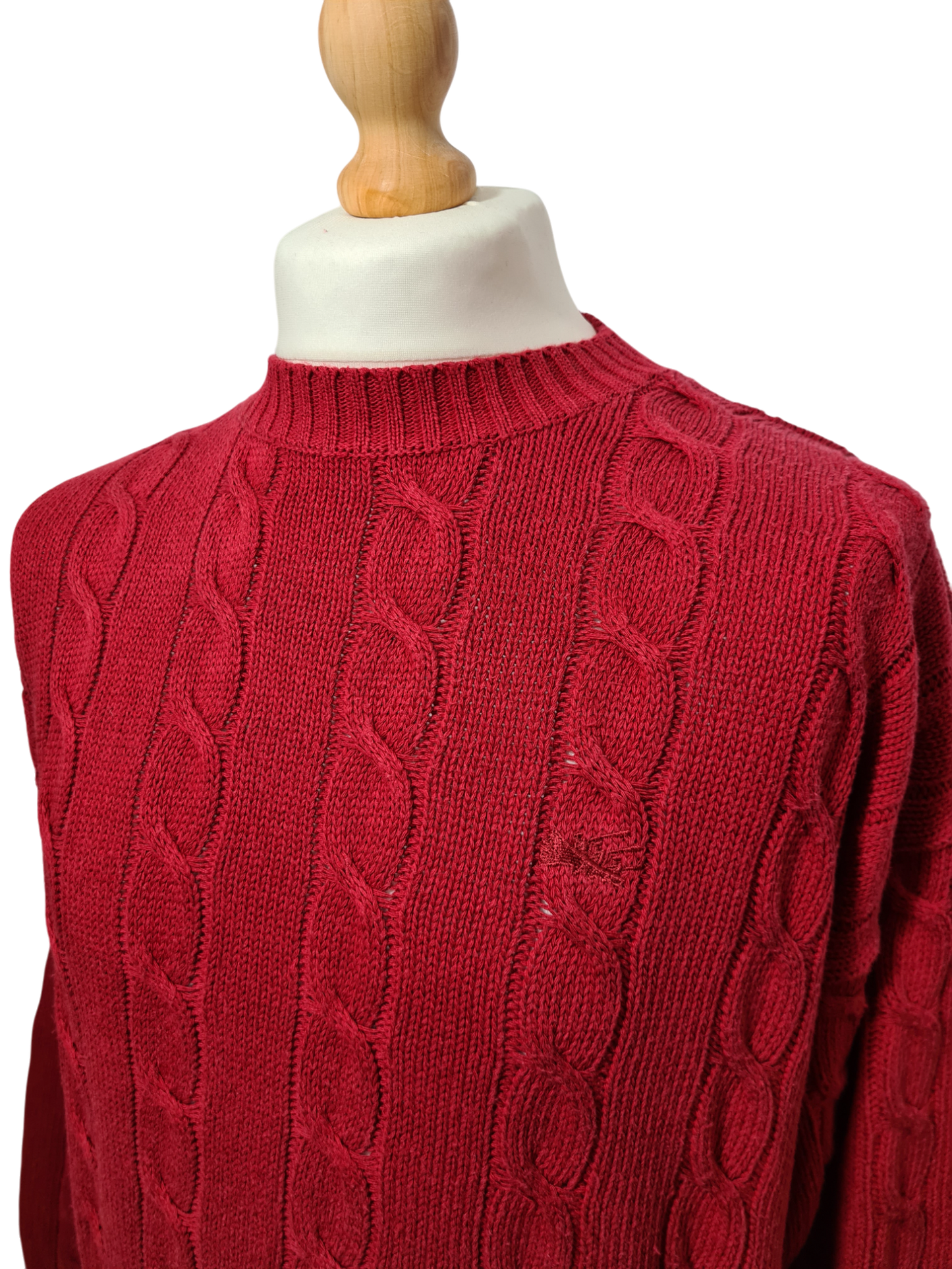Pull homme torsadé rouge style épaules tombantes des années 90-2000 EMMAUS