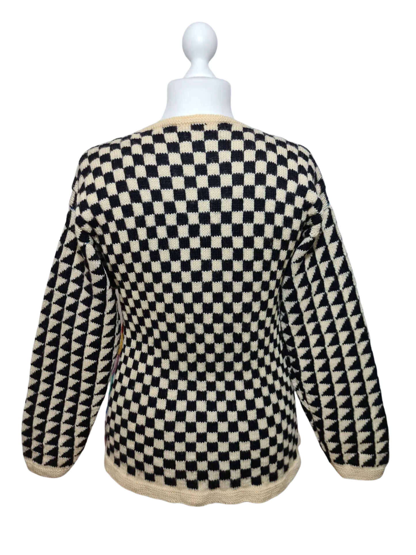 Pull en laine rare tricotée main inspiration coogi des années 80-90 EMMAUS