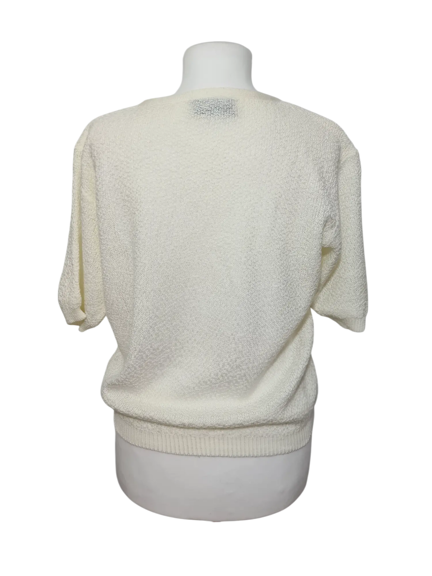 Pull manches courtes avec broderies florales des années 80-90 EMMAUS