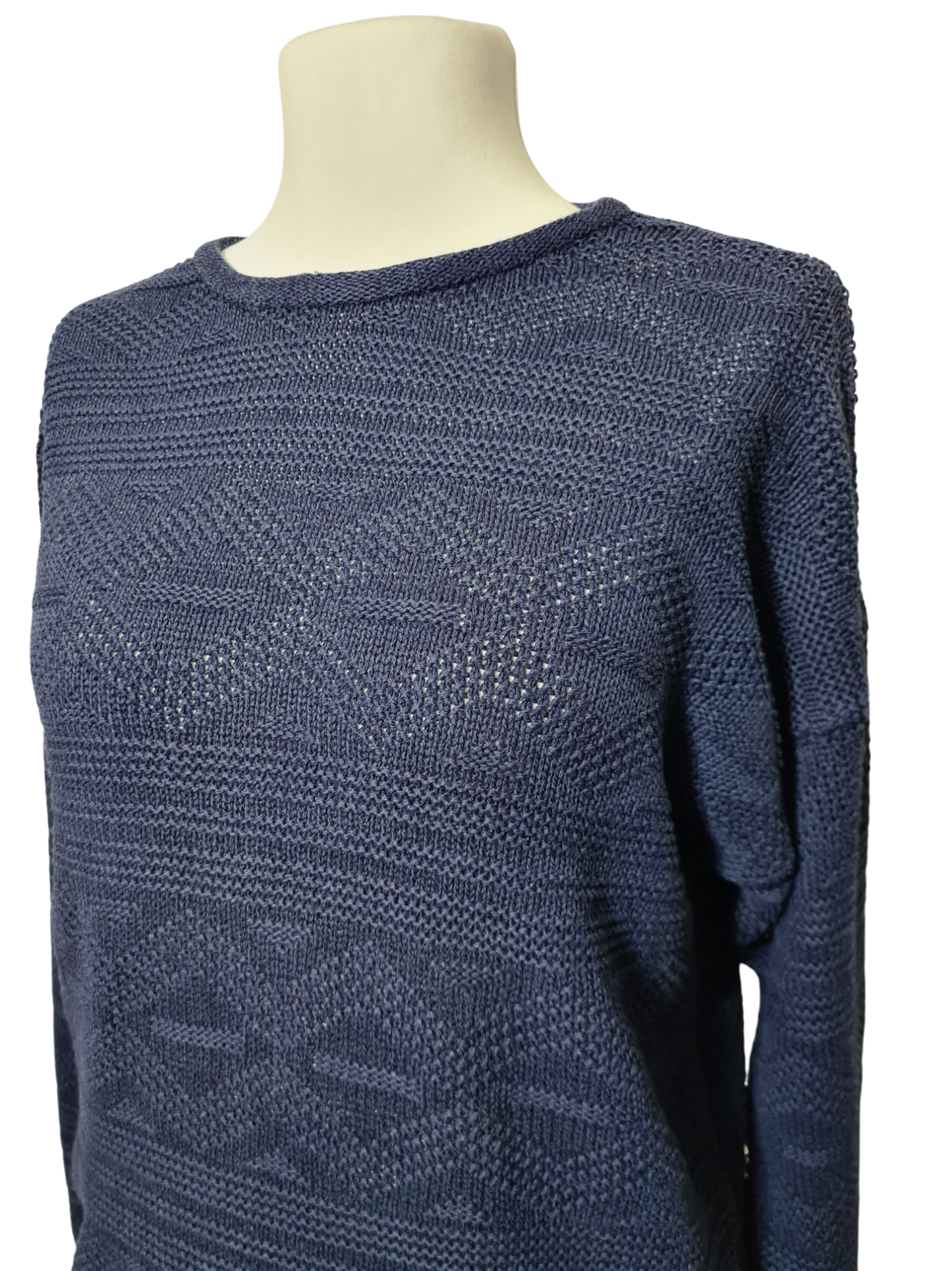 Pull Camaïeu vintage en tricot ajouré épaules tombantes des années 80-90 EMMAUS